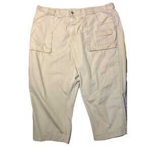Eddie Bauer W Sz 26w Pants Khaki Cargo Capri Y2K 90s Curvy Cropped